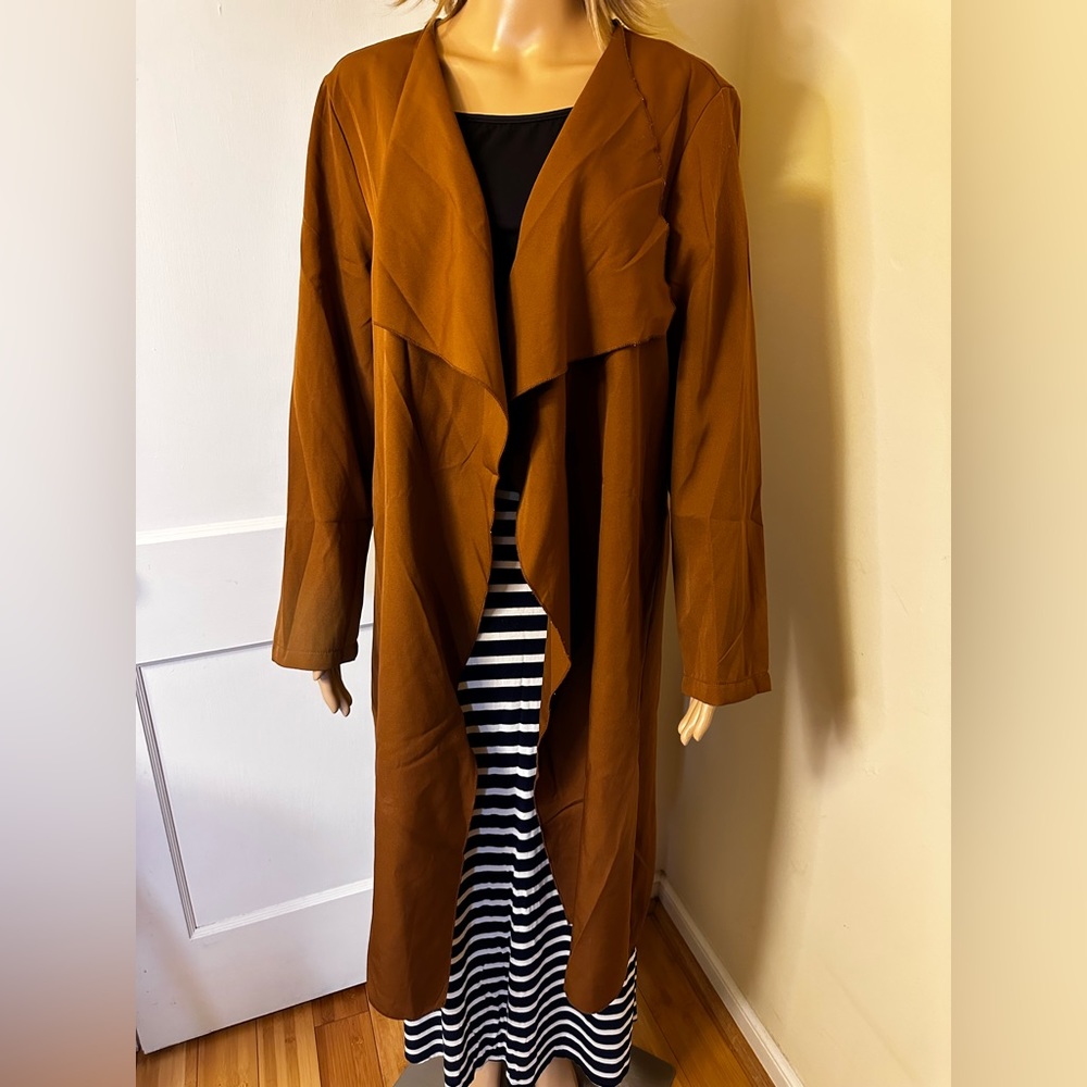 Shein Plus Solid Open Front Coat - Size 0 Xl - image 2